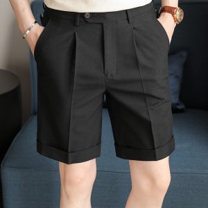 Factory Douyin explosive Tencel wool suit shorts men's summer casual Neapolitan cropped pants men's trousers – Image 5