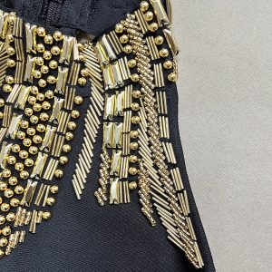 European and American Internet celebrity models gold diamonds amazon foreign trade bandage dresses evening dresses bandage dresses – Image 5