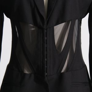 Fall 2025 New French Herringbone Tunic Mesh Splicing Slim Design See-through Formal Small Blazer for Women – Image 7