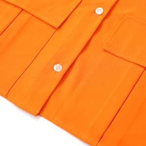 European and American autumn new shirt fashion solid color pocket short design sense fashion casual ins top for women – Image 6