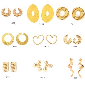 European and American cross-border jewelry Exaggerated French disc metal large earrings Simple irregular texture stud earrings niche – Image 5