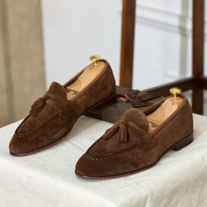 Mr. Lu San British custom wind square toe cowhide suit shoes Goodyear handmade tassel loafers a pedal shoes – Image 3