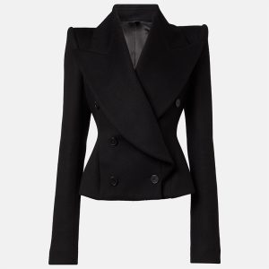 European and American fashion double-breasted simple slim fit large lapel woolen jacket jacket – Image 3