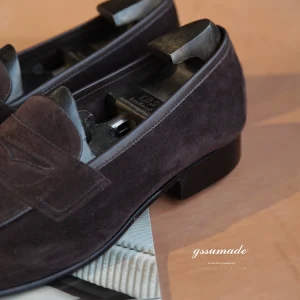 men's British loafers men's Goodyear slip-on suede shoes ins Internet celebrity – Image 3