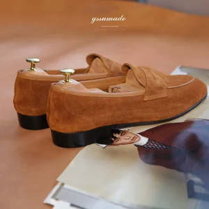 men's British loafers men's Goodyear slip-on suede shoes ins Internet celebrity – Image 5