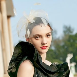 New Summer European and American Vintage Mesh Gift Hat Banquet Party Feather French Small Headwear – Image 4