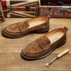 Loafers, leather, summer men, breathable, British, business casual leather shoes, suits, slip-on beanie shoes, soft soles – Image 4