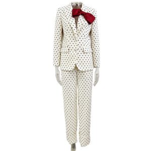 European and American stars, new bow decoration, polka dot suit jacket, trouser set, two-piece set – Image 5