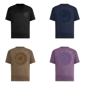 Society American casual ring patch embroidered suede dropped shoulder short-sleeved T-shirt logo sleeve badge loose top – Image 5