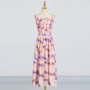 Fashionable resort-style suit Summer 2025 new printed bandeau top + high-waisted pressed pleated skirt two-piece set – Image 3