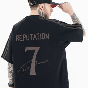 Lanhai men's 2025 spring and summer new products trendy brand niche high-end sports tops street graffiti short sleeve T-shirt men – Image 3
