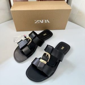 ZA new spring 2025 flat sandals women's belt buckle work-type European and American round-toe beach shoes fashion wear single shoes – Image 4
