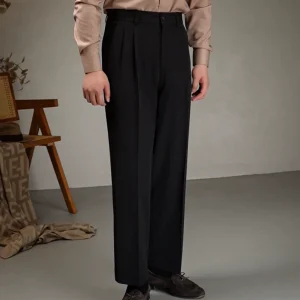 PAPER PAPER light color non-iron drape high-waisted straight pants for daily commuting and versatile British wide-leg pants men's spring style – Image 7