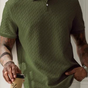 European and American men's 2025 summer solid color lapel, simple short sleeve casual and versatile polo shirt, Men's T-shirt – Image 4