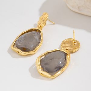 European and American cross-border jewelry, French fashion metallic earrings, light luxury, pearl square pleated earrings – Image 6