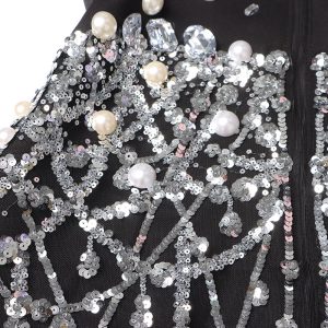 Sexy celebrity style skirt 2025 new lapel long sleeve butterfly sequin full diamond ultra-short suit dress for women – Image 5