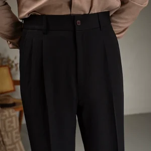 PAPER PAPER light color non-iron drape high-waisted straight pants for daily commuting and versatile British wide-leg pants men's spring style – Image 6