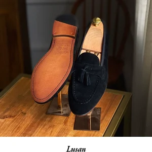 Mr. Lu San British custom wind square toe cowhide suit shoes Goodyear handmade tassel loafers a pedal shoes – Image 6