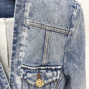 2025 pre-fall new European and American star fashion slim belt washed denim suit jacket jacket – Image 5