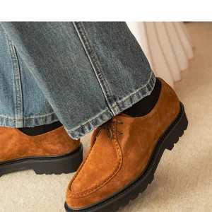Mr. Lu San men's kangaroo shoes genuine leather comfort cowhide platform sole heightened wear-resistant casual shoes Japanese vintage shoes – Image 5