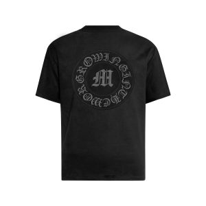 Society American casual ring patch embroidered suede dropped shoulder short-sleeved T-shirt logo sleeve badge loose top – Image 4