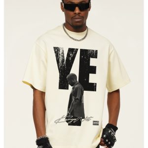 2025 Cross-border Summer KANYE YE American Street Fried Snowflake Heavy Men's T-Shirt White Ink Print Short-sleeved Men's Tide – Image 7