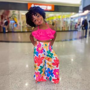 Summer Cross-border European and American Suspenders Short Shirt Printed Wide-leg Pants Girls Foreign Trade Suit – Image 3
