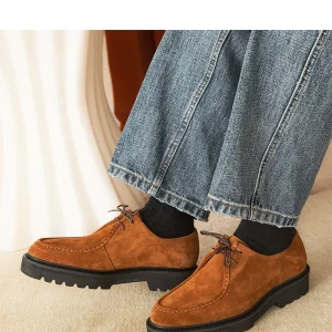 Mr. Lu San men's kangaroo shoes genuine leather comfort cowhide platform sole heightened wear-resistant casual shoes Japanese vintage shoes – Image 3