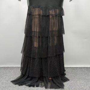 new European and American foreign trade women's independent station trailing sexy long skirt mesh splicing suspender evening dress – Image 4