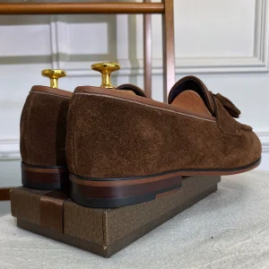 Mr. Lu San British custom wind square toe cowhide suit shoes Goodyear handmade tassel loafers a pedal shoes – Image 5