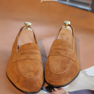 men's British loafers men's Goodyear slip-on suede shoes ins Internet celebrity – Image 4