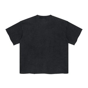 High street fashion brand spring and summer new 305g wash aged curled men's short sleeve t-shirt American street fashion retro t-shirt – Image 4