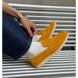 Old money style retro loafers, men's suede lazy people, one-foot casual leather shoes, flat soles, breathable British beanie shoes – Image 3