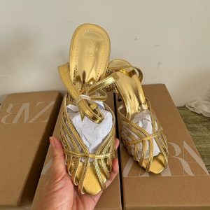 2025za New Summer French Braided Openwork Shoes Women's High Heels Open Toe Fish Mouth Sandals Wrist Strap Buckle Shoes – Image 4