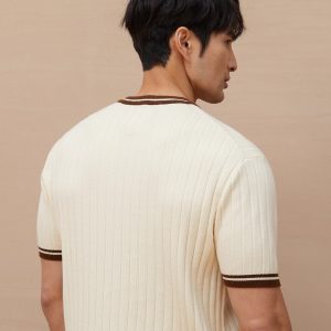 Summer new short sleeve knitwear men's pocket color-block slim business casual tide T-shirt foreign trade cross-border wholesale – Image 3