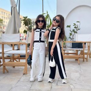 Girls' summer suit 2025 new summer thin high-end sleeveless clothes small fragrance style girls' trousers two-piece set – Image 3