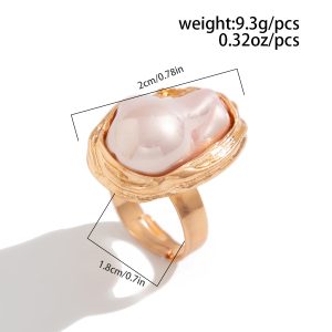 European and American cross-border jewelry Baroque inlaid special-shaped pearl rings Retro irregular alloy rings new – Image 6