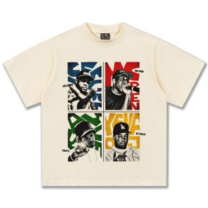 2025 Cross-border Summer N.W.A American Retro Street Short Sleeve Cotton Men's T-Shirt Loose Short Sleeve Men's Base Top – Image 4