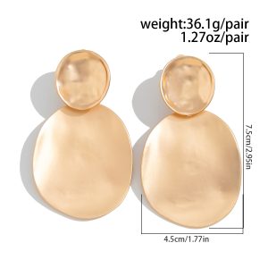 European and American cross-border jewelry ins folding water drop pendant earrings irregular geometric knocking face earring set – Image 9
