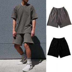 Cross Border KANYE Coconut SEASON 6 Kanye Cotton Yeezy Sports Grey Athletic Shorts Men's High Street Non Fog – Image 3