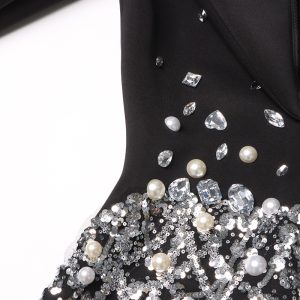 Sexy celebrity style skirt 2025 new lapel long sleeve butterfly sequin full diamond ultra-short suit dress for women – Image 4