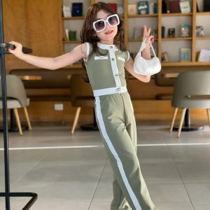 Girls' summer suit 2025 new summer thin high-end sleeveless clothes small fragrance style girls' trousers two-piece set – Image 6