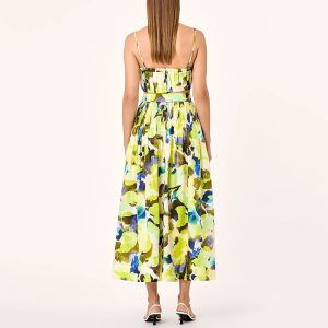 Fashionable resort-style suit Summer 2025 new printed bandeau top + high-waisted pressed pleated skirt two-piece set – Image 6