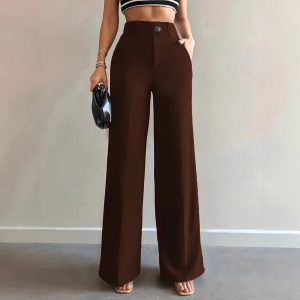 European and American cross-border women's , elegant trousers, trousers, straight-leg pants, fashionable wide-leg pants – Image 3