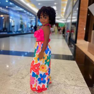 Summer Cross-border European and American Suspenders Short Shirt Printed Wide-leg Pants Girls Foreign Trade Suit – Image 4