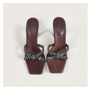 Poplar Forest with the same 2025 summer square toe rhinestone slotted strap sandals women's open toe high heels sexy external slippers – Image 3