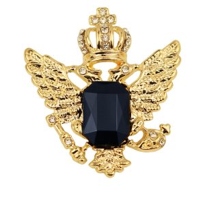 Korean shirt collar pin buckle European and American crown double eagle brooch retro pin men's shirt bow tie factory direct sales – Image 5