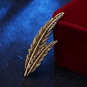 European and American retro feather brooch men's leaf style pin wild trendy women's jacket suit corsage factory direct sales – Image 5