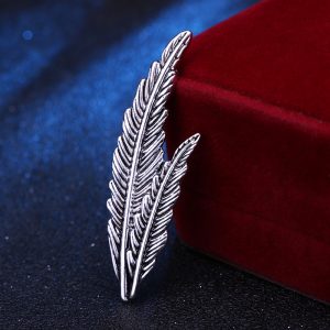 European and American retro feather brooch men's leaf style pin wild trendy women's jacket suit corsage factory direct sales – Image 4