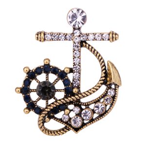 European and American fashion boat anchor rudder brooch men's navy resort style pin suit jacket accessories factory direct sales – Image 4